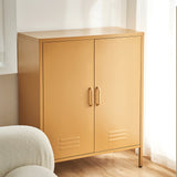 Artiss Buffet Sideboard Metal Cabinet - SWEETHEART Yellow - 45-Degree Angle