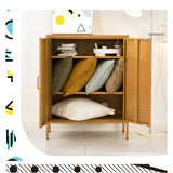 Artiss Buffet Sideboard Metal Cabinet - SWEETHEART Yellow - Rear View