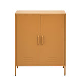 Artiss Buffet Sideboard Metal Cabinet - SWEETHEART Yellow - Side View