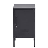 Artiss Bedside Table Metal Cabinet - Black - Side View