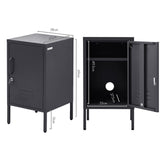 Artiss Bedside Table Metal Cabinet - Black - Top-Down View