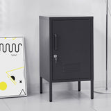 Artiss Bedside Table Metal Cabinet - Black - Close-Up Angle