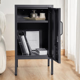 Artiss Bedside Table Metal Cabinet - Black - Low Angle