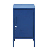 Artiss Bedside Table Metal Cabinet - Blue - Side View