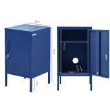 Artiss Bedside Table Metal Cabinet - Blue - Top-Down View