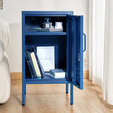 Artiss Bedside Table Metal Cabinet - Blue - Low Angle