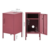 ArtissIn Bedside Table Metal Cabinet - MINI Pink - Rear View
