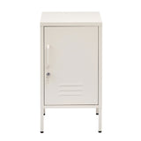 Artiss Bedside Table Metal Cabinet - White - Side View