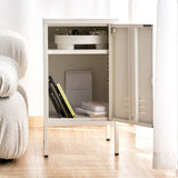 Artiss Bedside Table Metal Cabinet - White - Low Angle