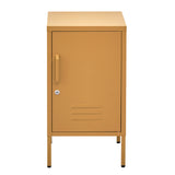 Artiss Bedside Table Metal Cabinet - Yellow - Side View
