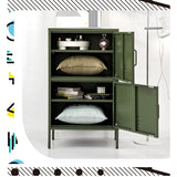 Artiss Buffet Sideboard Metal Cabinet - DOUBLE Green - Rear View