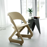 ArtissIn Set of 4 Dining Chairs Office Cafe Lounge Seat Stackable Plastic Leisure Chairs Beige - Rear View