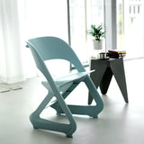 ArtissIn Set of 4 Dining Chairs Office Cafe Lounge Seat Stackable Plastic Leisure Chairs Blue - Rear View