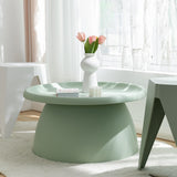 Artiss Coffee Table Round 71CM Plastic Green - 45-Degree Angle
