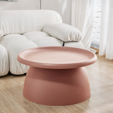 Artiss Coffee Table Round 71CM Plastic Pink - Low Angle