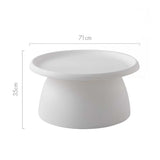Artiss Coffee Table Round 71CM Plastic White - Front View