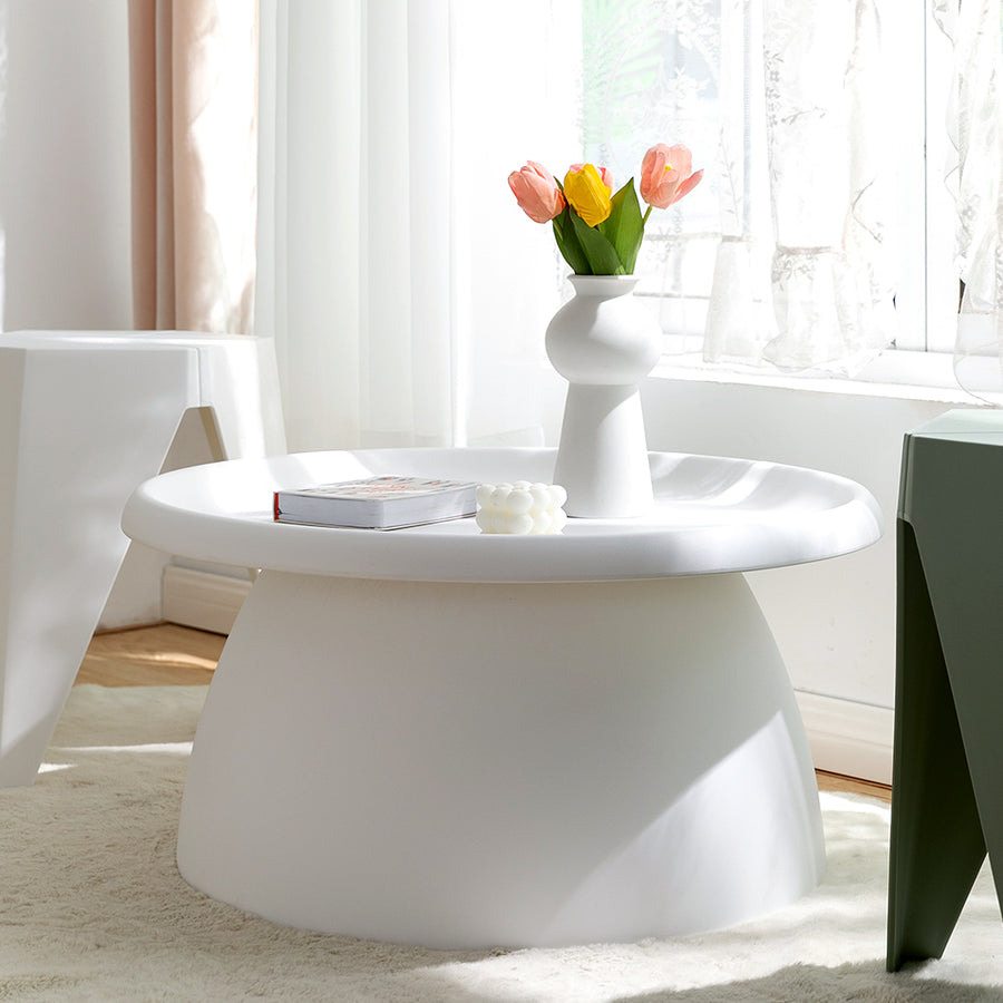 Artiss Coffee Table Round 71CM Plastic White, image 5