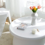 Artiss Coffee Table Round 71CM Plastic White, image 6