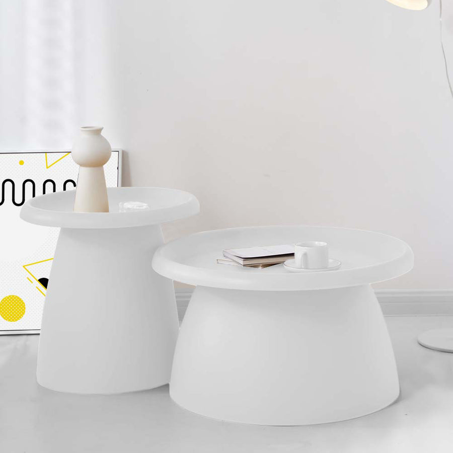 Artiss Coffee Table Round 71CM Plastic White, image 7