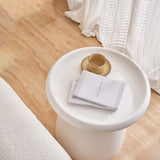 Artiss Coffee Table Round 52CM Plastic White - 45-Degree Angle