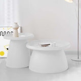 Artiss Coffee Table Round 52CM Plastic White - Close-Up Angle