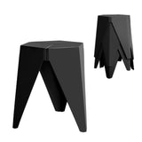 Artiss 4PC Puzzle Stool Plastic Bar Stools Stackable Black - Close-Up Angle