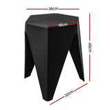 Artiss 4PC Puzzle Stool Plastic Bar Stools Stackable Black - Front View