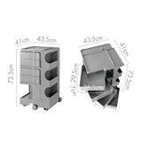 ArtissIn Storage Trolley Bedside Table 5 Tier Cart Boby Replica Grey - Front View