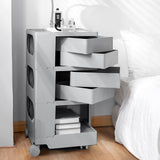 ArtissIn Storage Trolley Bedside Table 5 Tier Cart Boby Replica Grey - 45-Degree Angle