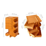 Artiss Storage Trolley Bedside Table 5 Tier Cart Boby Replica Orange - Front View
