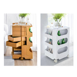 Artiss Storage Trolley Bedside Table 5 Tier Cart Boby Replica Orange - Close-Up Angle