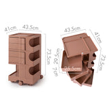 ArtissIn Storage Trolley Bedside Table 5 Tier Cart Boby Replica Pink - Front View