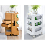 ArtissIn Storage Trolley Bedside Table 5 Tier Cart Boby Replica Pink - Rear View
