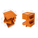ArtissIn Storage Trolley Bedside Table 3 Tier Cart Boby Replica Orange - Front View