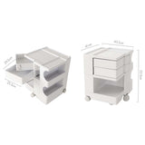 ArtissIn Storage Trolley Bedside Table 3 Tier Cart Boby Replica White - Front View