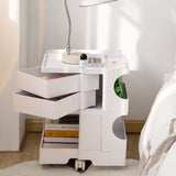 ArtissIn Storage Trolley Bedside Table 3 Tier Cart Boby Replica White - 45-Degree Angle