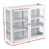 Artiss Buffet Cabinet Sideboard Wall Mounted Clear Display Storage 60cm White - Side View