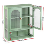 Artiss Buffet Cabinet Sideboard Wall Mounted Fluted Display Storage 70cm Green - Side View