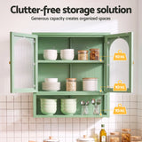 Artiss Buffet Cabinet Sideboard Wall Mounted Fluted Display Storage 70cm Green - 45-Degree Angle
