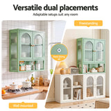 Artiss Buffet Cabinet Sideboard Wall Mounted Fluted Display Storage 70cm Green - Rear View