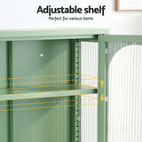 Artiss Buffet Cabinet Sideboard Wall Mounted Fluted Display Storage 70cm Green - Close-Up Angle