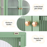 Artiss Buffet Cabinet Sideboard Wall Mounted Fluted Display Storage 70cm Green - Low Angle