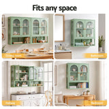 Artiss Buffet Cabinet Sideboard Wall Mounted Fluted Display Storage 70cm Green - Extra Image