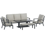 Gardeon 5-Piece Outdoor Furniture Setting Table Chair Set Aluminium Sofa 7-Seater - Close-Up Angle