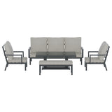 Gardeon 5-Piece Outdoor Furniture Setting Table Chair Set Aluminium Sofa 7-Seater - Side View