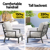 Gardeon 5-Piece Outdoor Furniture Setting Table Chair Set Aluminium Sofa 7-Seater - 45-Degree Angle