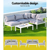 Gardeon 4 Seater Outdoor Sofa Set Aluminium Lounge Setting - Top-Down View