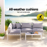 Gardeon 4 Seater Outdoor Sofa Set Aluminium Lounge Setting - 45-Degree Angle