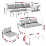 Gardeon 4 Seater Outdoor Sofa Set Aluminium Lounge Setting - Front View