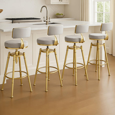 Levede 4x Swivel Bar Stools Kitchen Bar Chair Grey-2018816897059000327